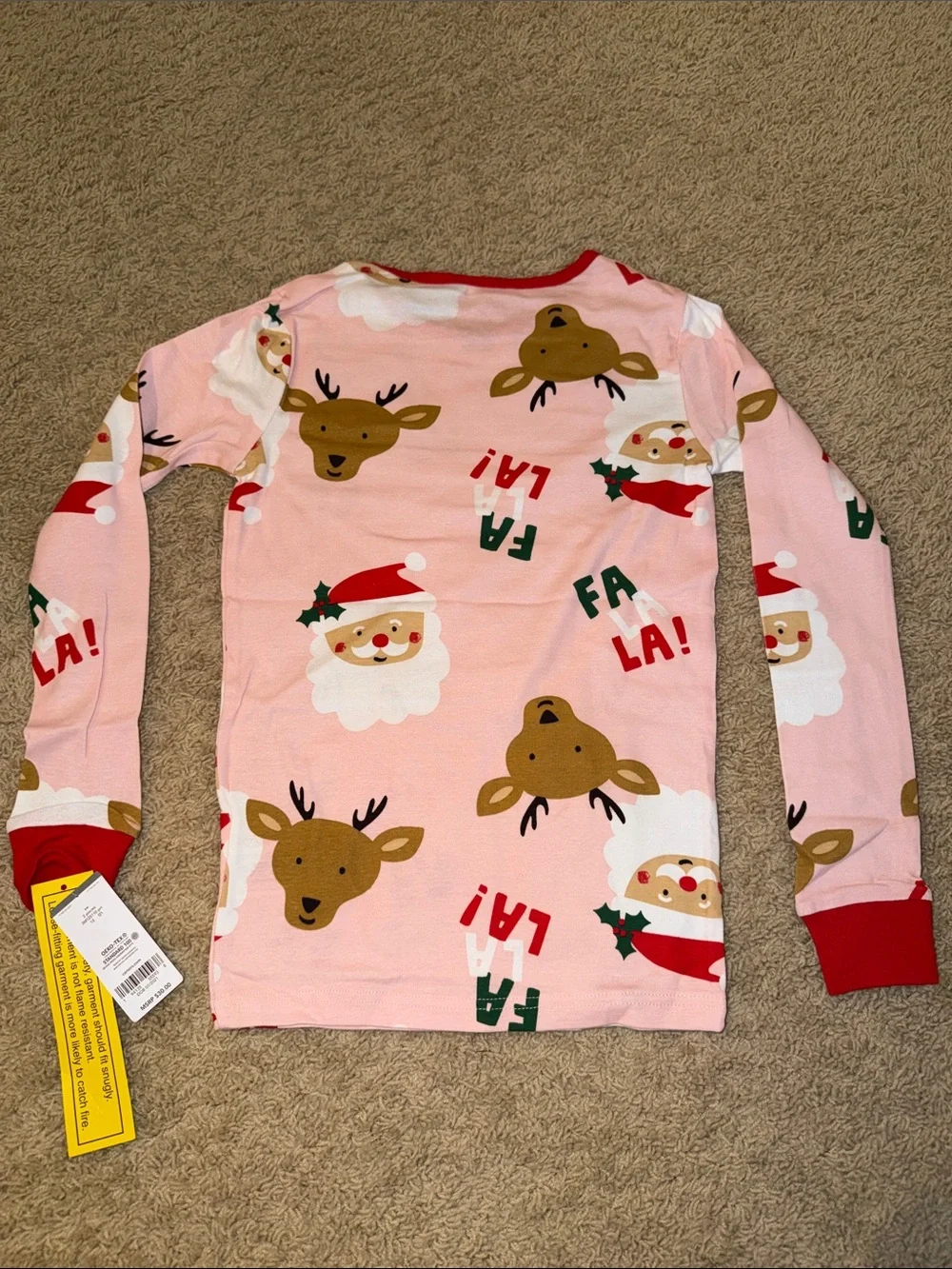 Carter's Pink Santa & Reindeer Pajama Set with Red Trim